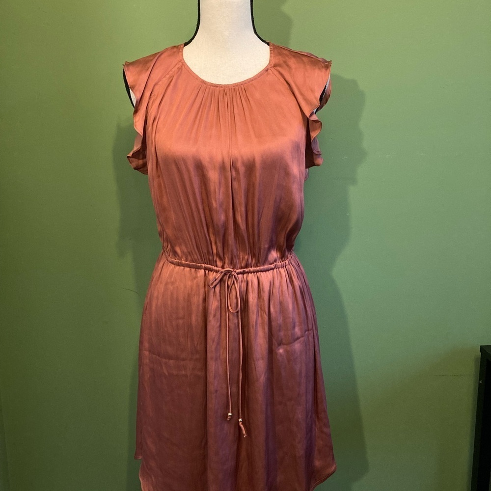 H&M Rust Ruffle Mini Dress SIZE 10
